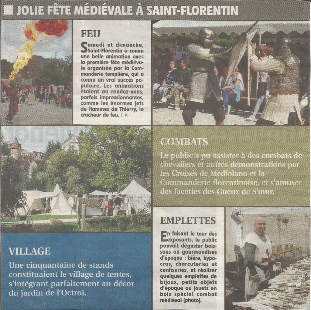 Fête Médiévale à Saint-Florentin Septembre 2015
